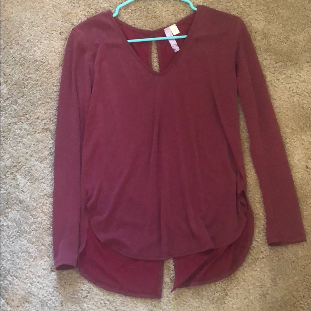 Long sleeve maroon/blood red colored  top